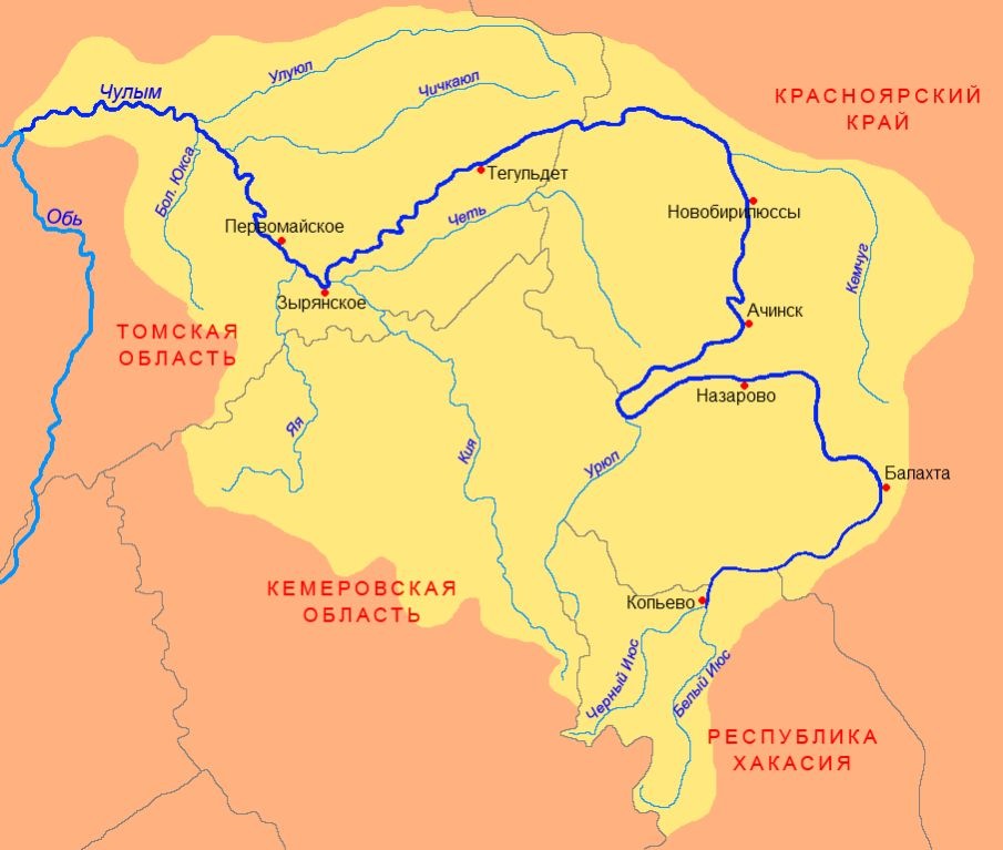 Река чулым красноярский край карта