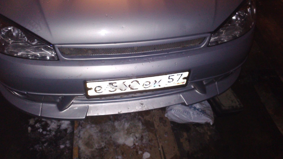 Накладка на передний бампер (возвращение) — Lada Калина седан, 1,4 л ...