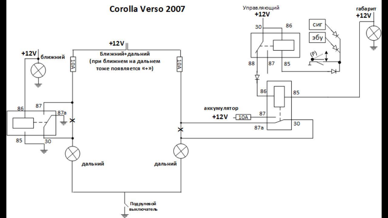 Дальний свет в полнакала вместо дхо схема на реле своими руками