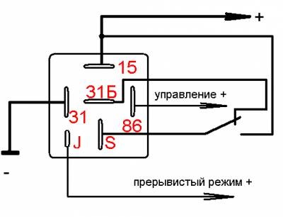 Схема шестиконтактного реле стеклоочистителя Схема шестиконтактного реле стеклоочистителя