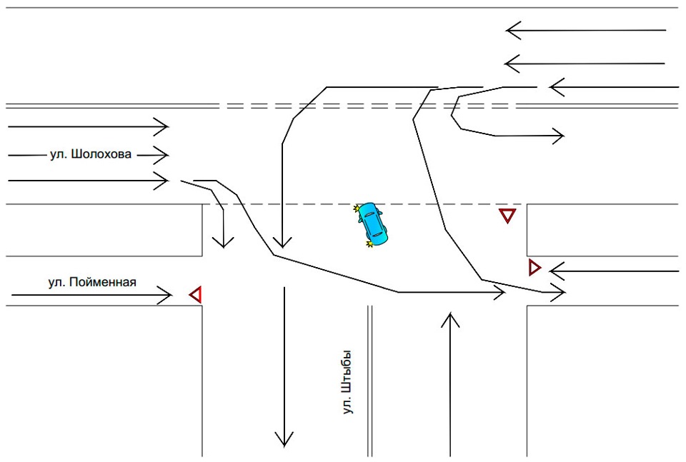 Т образный перекресток схема