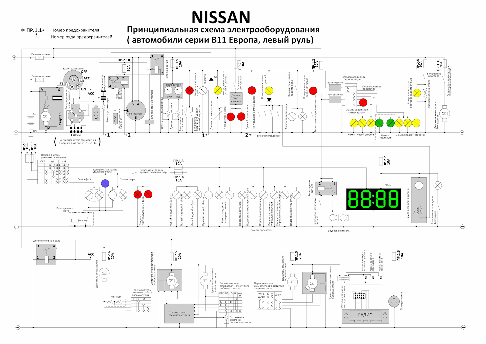 Схема проводки Nissan Sunny fb15