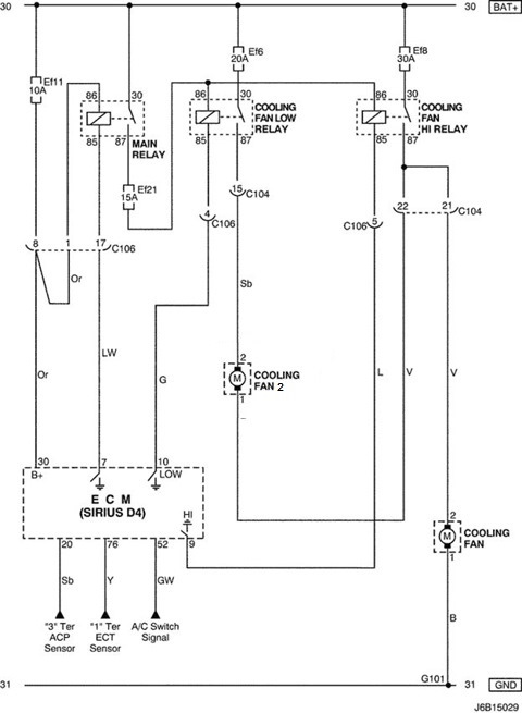 Схема включения вентилятора шевроле ланос