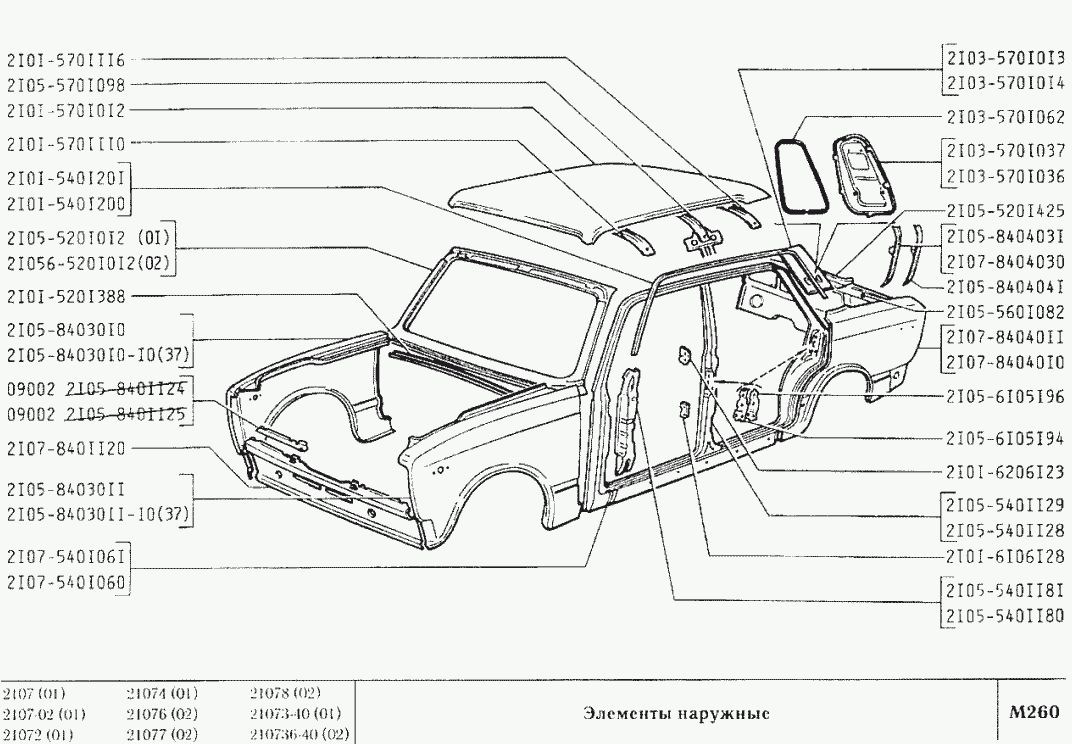 Схема кузова ваз 2107