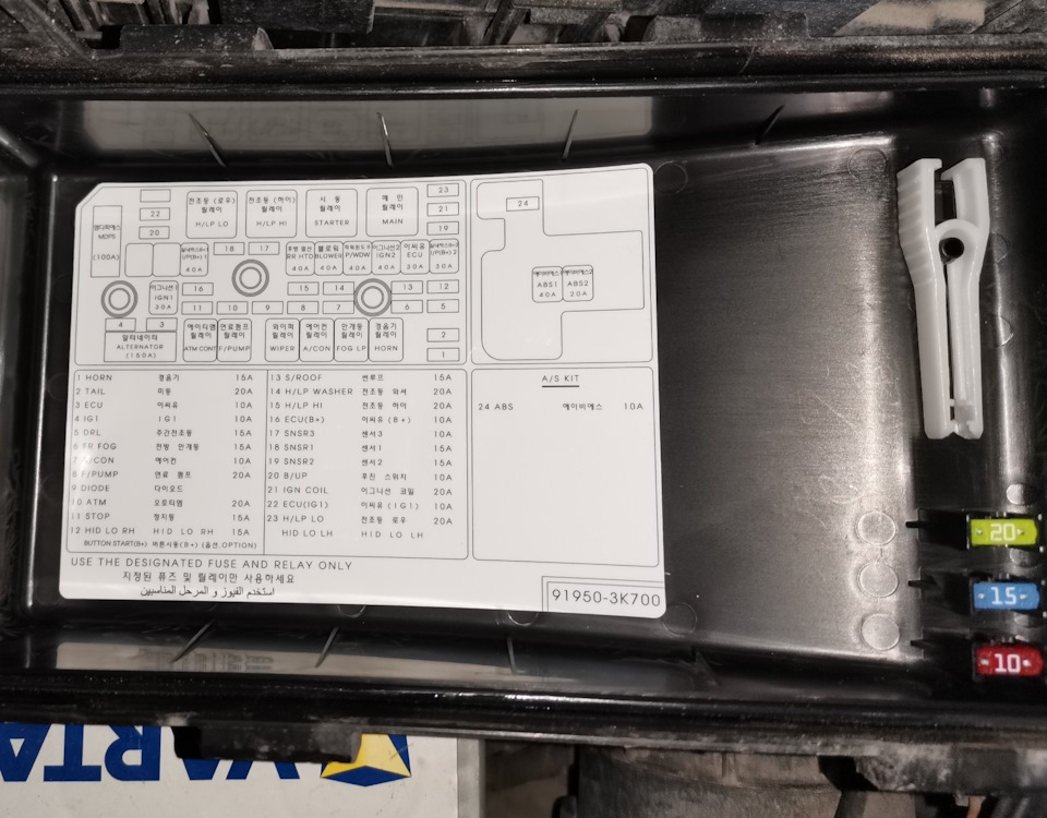 Блок предохранителей подторпедный Hyundai Sonata 15-17 (hybrid) 91950-E6010