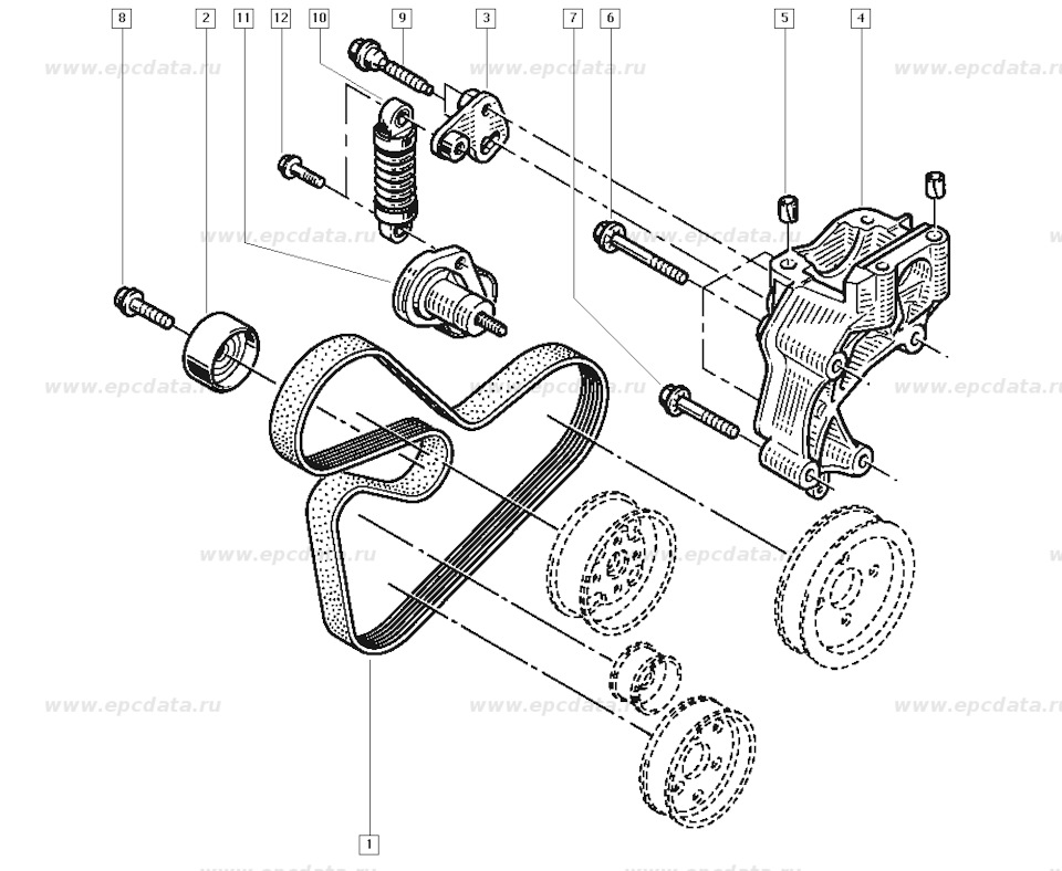 Ремень доп оборудования L7X — Renault Laguna I, 2 л, 1994 года ...