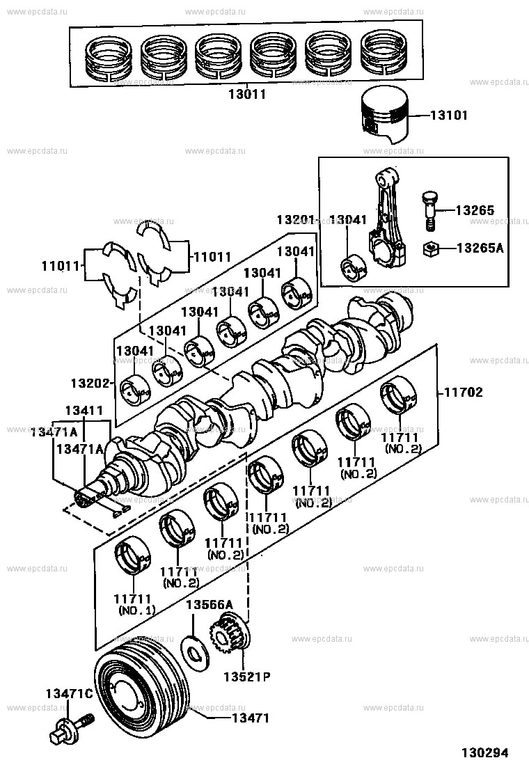 2001. — 13-01 — Crankshaft & piston — Кривошипно-шатунный механизм. — DRIVE2