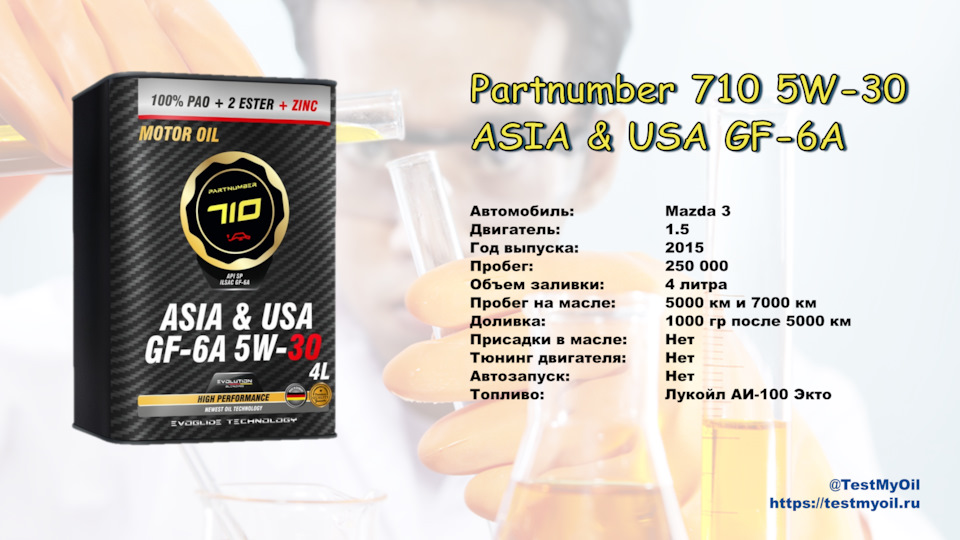 Анализ отработки масла Partnumber 710 5W-30 GF-6A Asia&USA — DRIVE2