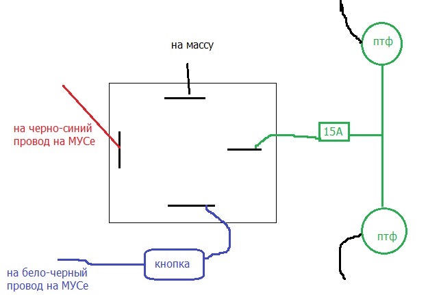 Схема подключения птф калина 1 через кнопку