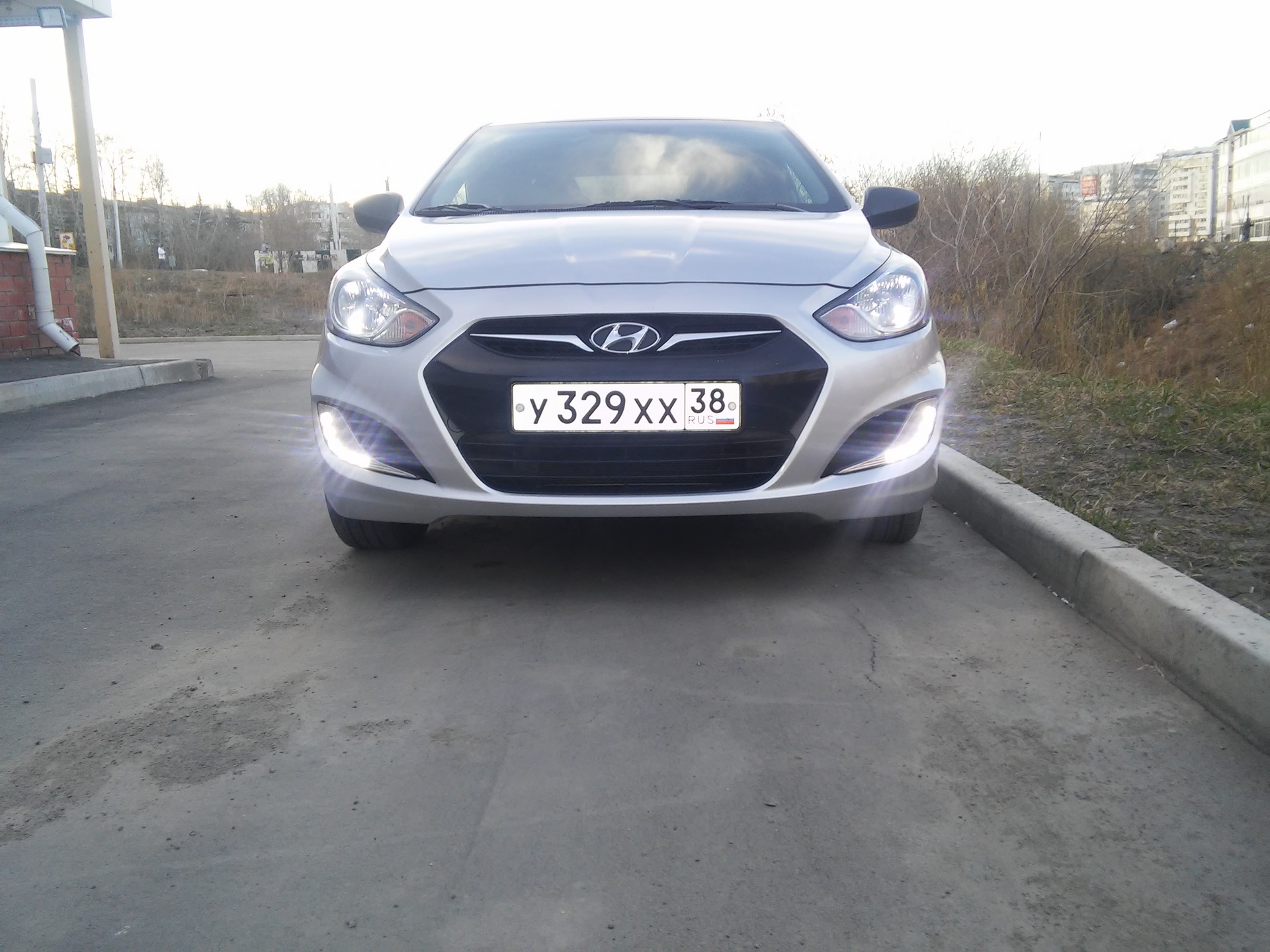 туманки на солярис диодные — Hyundai Solaris, 1,4 л, 2013 года ...