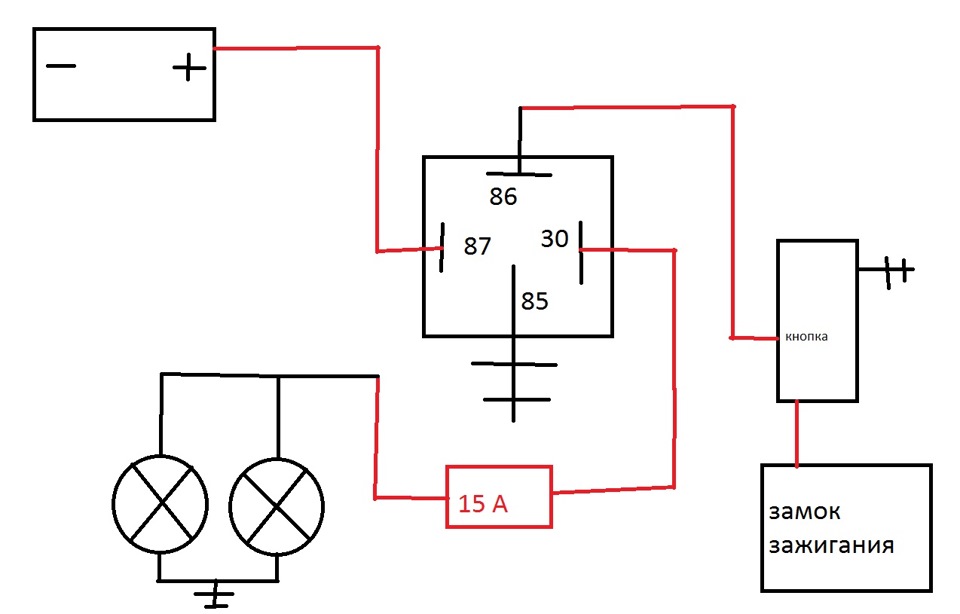 Схема подключения дхо через реле от генератора