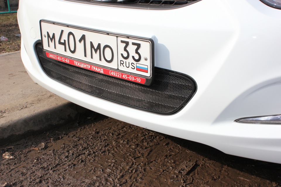 Сетка на решетку радиатора — Hyundai Solaris (1G), 1,6 л, 2011 года ...