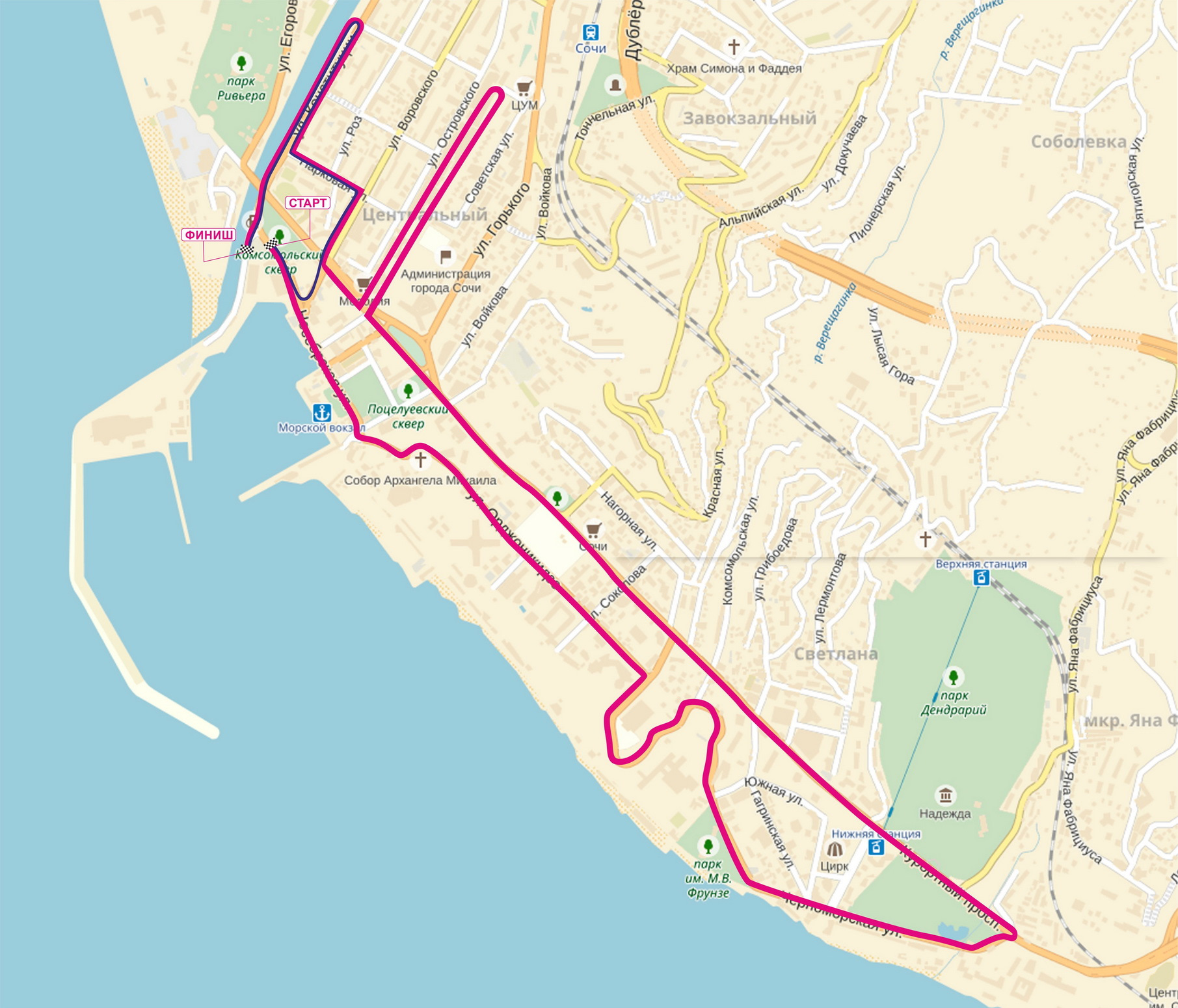 Как добраться до сочи на автобусе. Карта парка Ривьера Сочи 2023. Маршрут от морского порта Сочи до дендрария. Сочи марафон маршрут. Сочи парк Ривьера на карте Сочи.