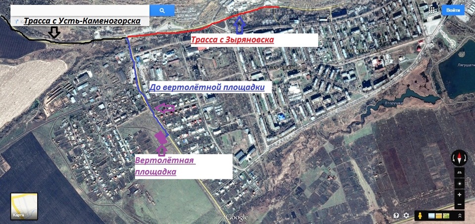 Карта усть каменогорска спутник