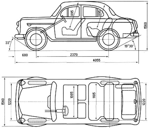 Чертеж схема москвич 401 для autodesk Чертеж регулируемого подката для автомобилей - DRIVE2