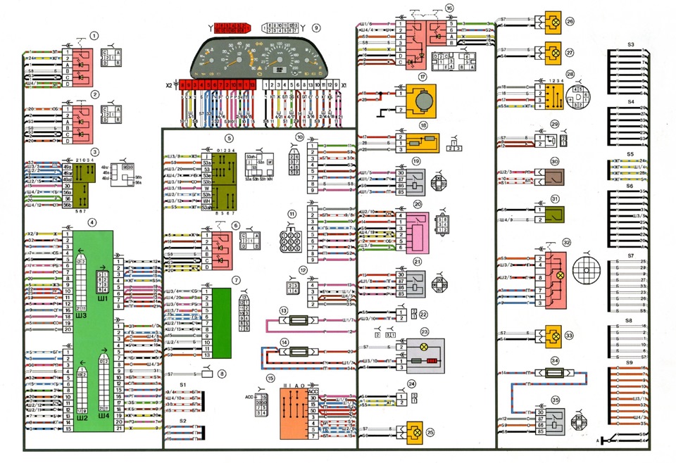Схема электрооборудования ВАЗ 21083, 21093 и 21099