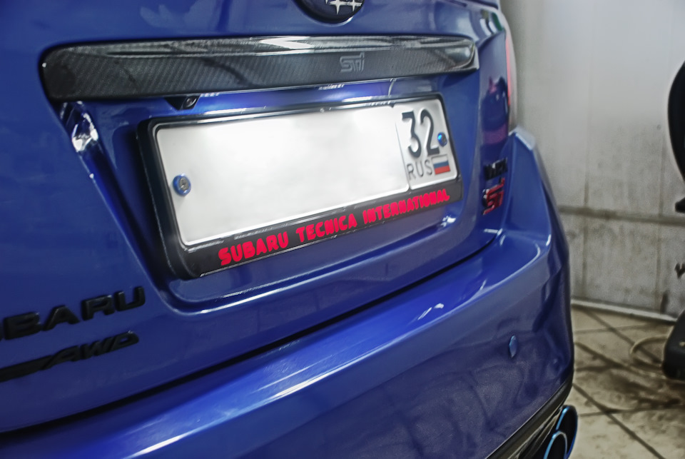Рамка гос.номера с подсветкой. — Subaru WRX STI (VA), 2,5 л, 2014 года ...