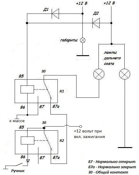 Схема ближнего света ваз