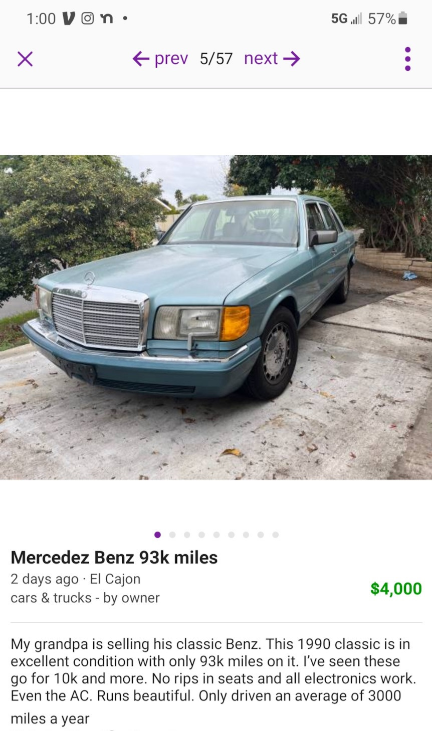 Ещё один 126й в продаже. Никому не надо? — Mercedes-Benz S-Class (W126),  5,7 л, 1982 года | покупка машины | DRIVE2