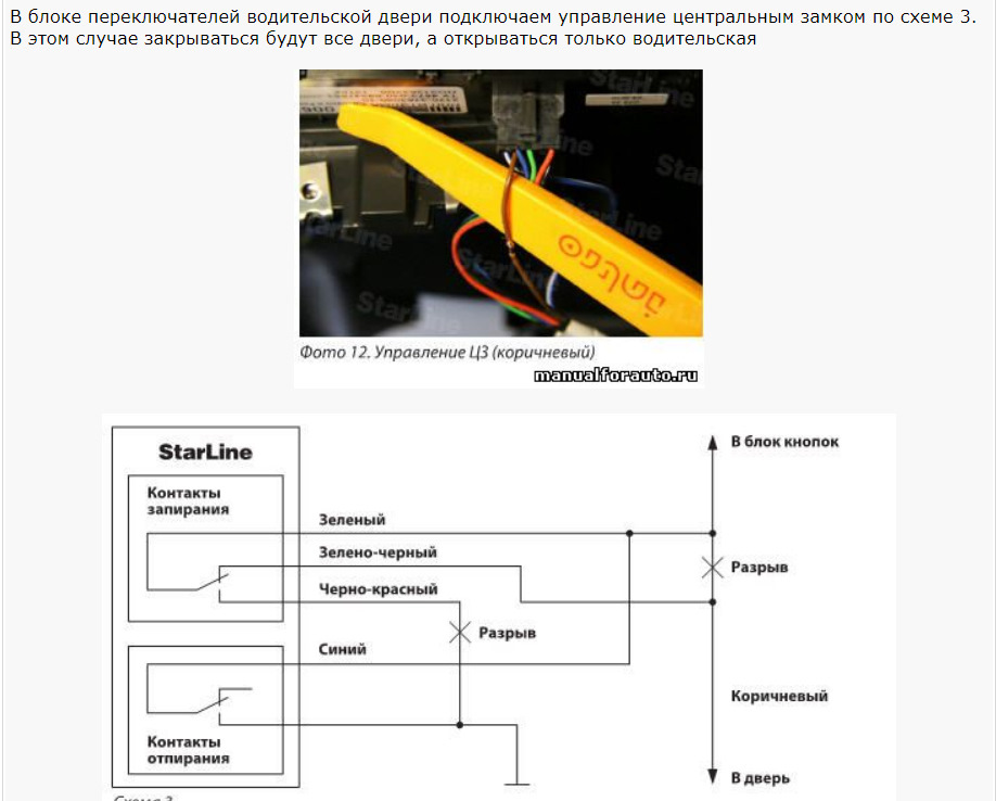 Схема подключения центрального замка на приору