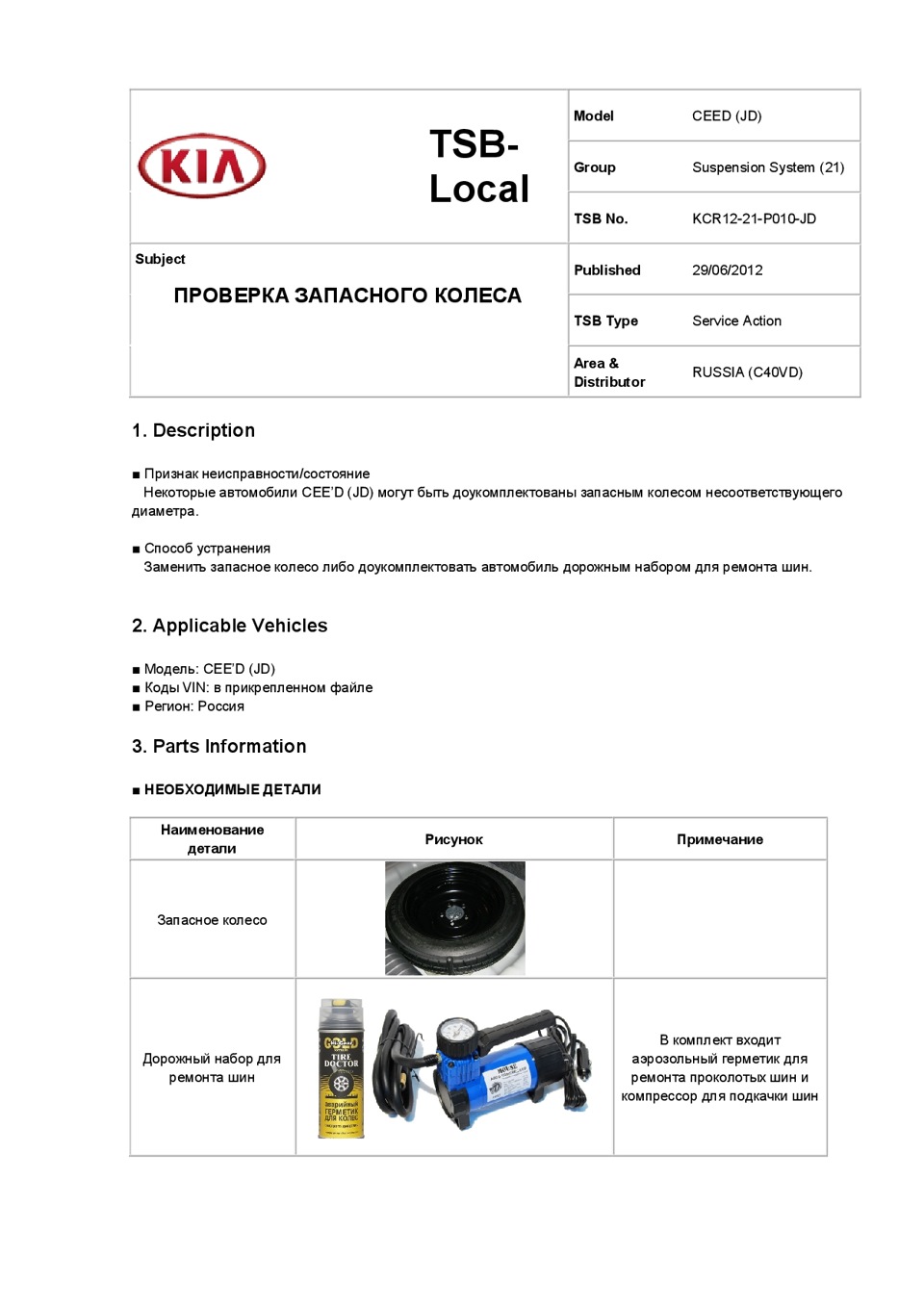 tsb] Проверка запасного колеса Ч.1 — KIA Ceed (2G), 1,6 л, 2013 года |  наблюдение | DRIVE2