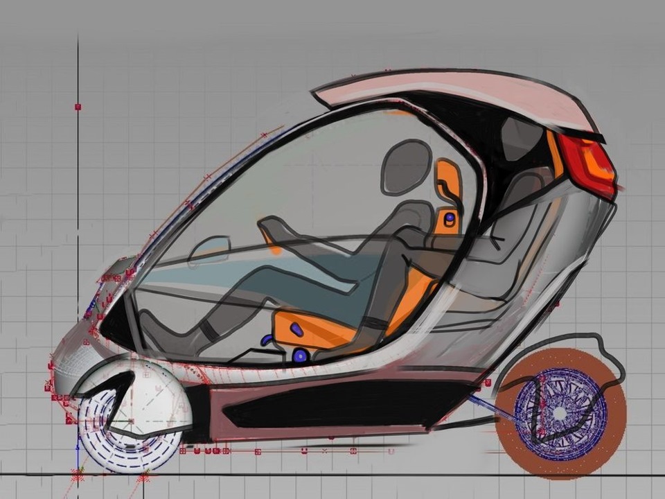 3D модель с наложенным поверх эскизом — Bravo eGo v3 (eTrike)