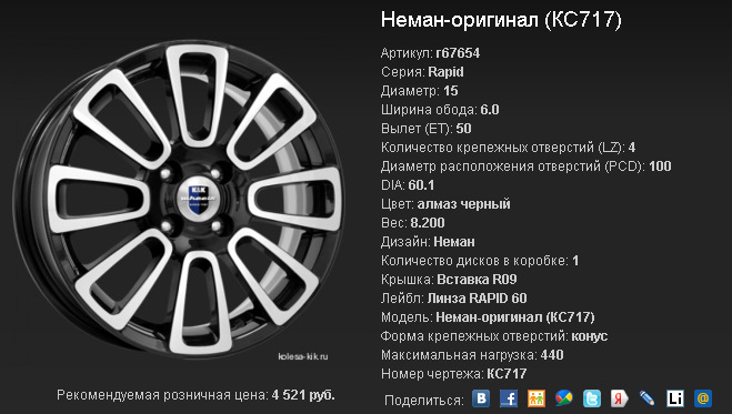 Размер центрального отверстия на дисках на киа