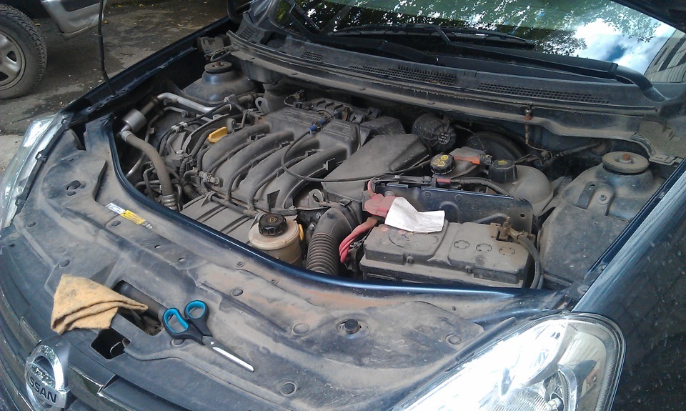 скажем нет пыли под капотом — Nissan Almera V (G11/15), 1,6 л., 2013 ...
