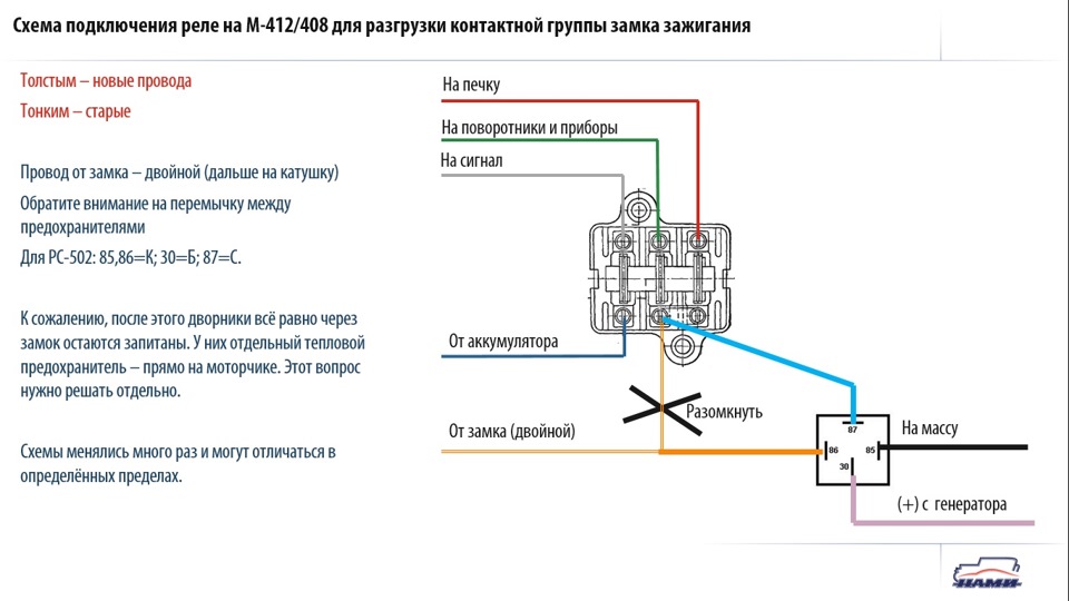 Реле стартера схема подключения 4 контакта