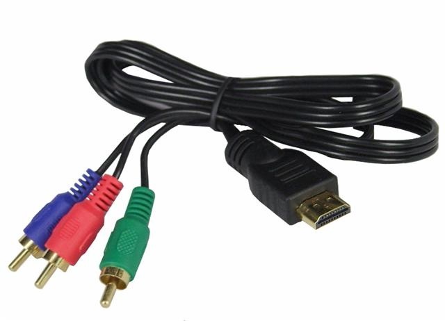 Кабель - переходник HDMI - 3x RCA (AV белый-красный-желтый), 1,5 метра