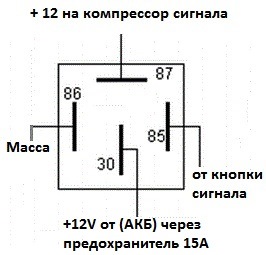 Схема подключения компрессорного сигнала через реле