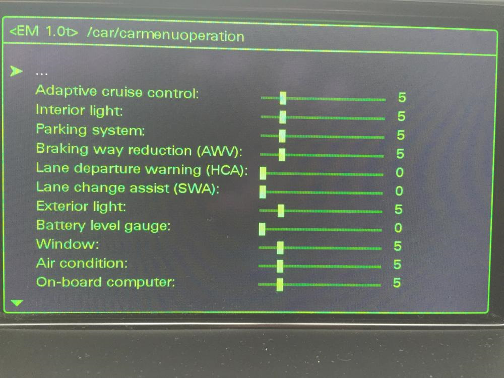 Активация green menu audi