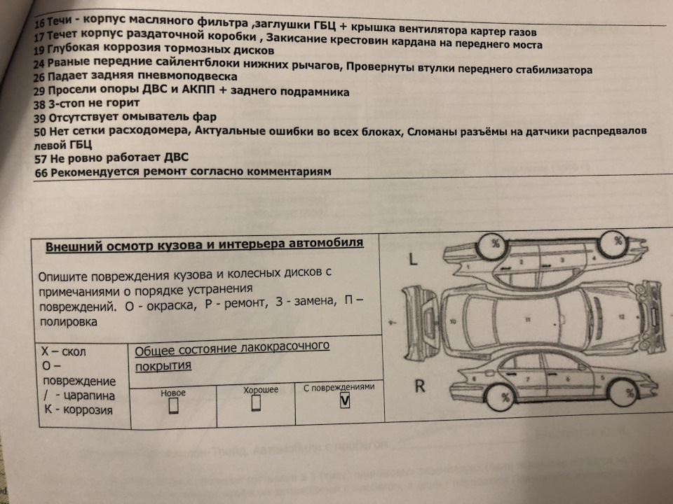 Диагностический лист — Mercedes-Benz E-class Estate (S211), 2,8 л, 2007 ...