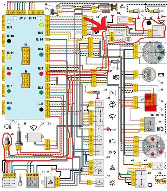 Схема проводов ваз 2104