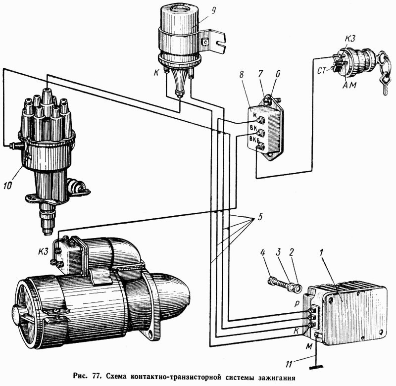 Зил 130 самосвал схема зажигания