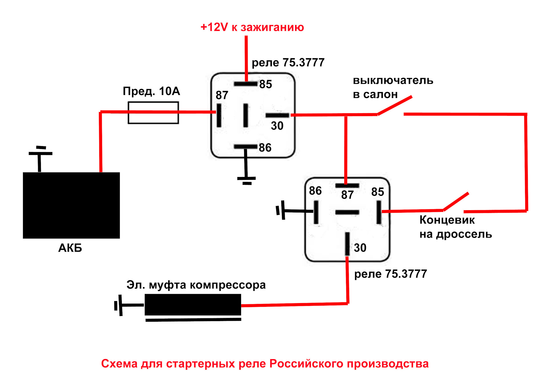 Схема подключения реле 4 контакта