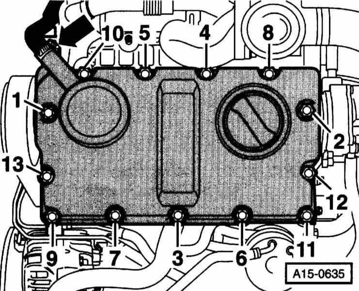 Порядок затяжки клапанной крышки пассат б5