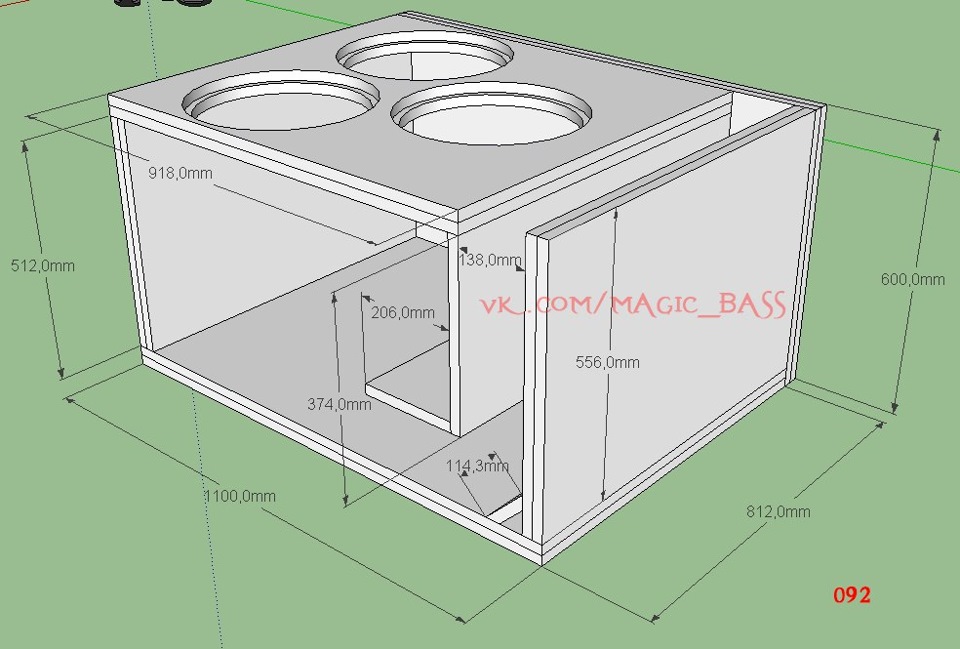 Короб под три динамика
