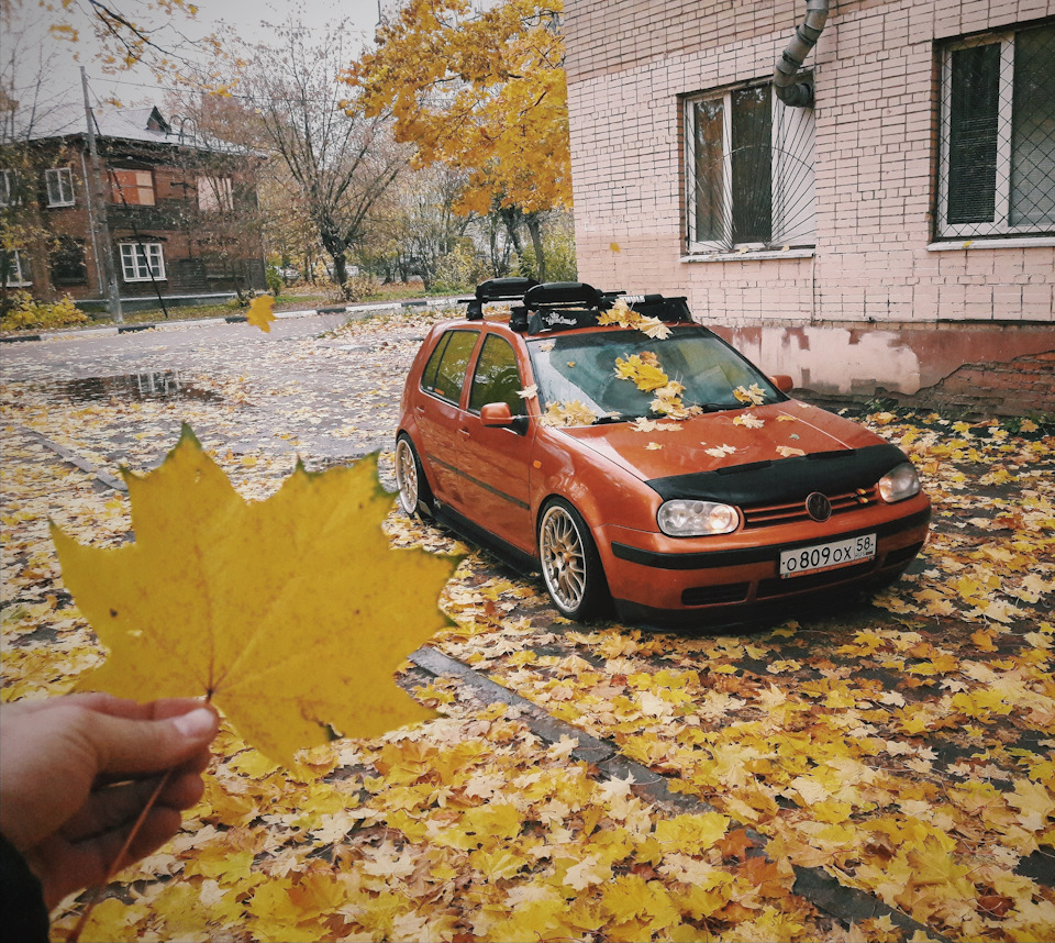 Осень в цвет машины — Volkswagen Golf Mk4, 1,6 л, 1998 года | фотография |  DRIVE2