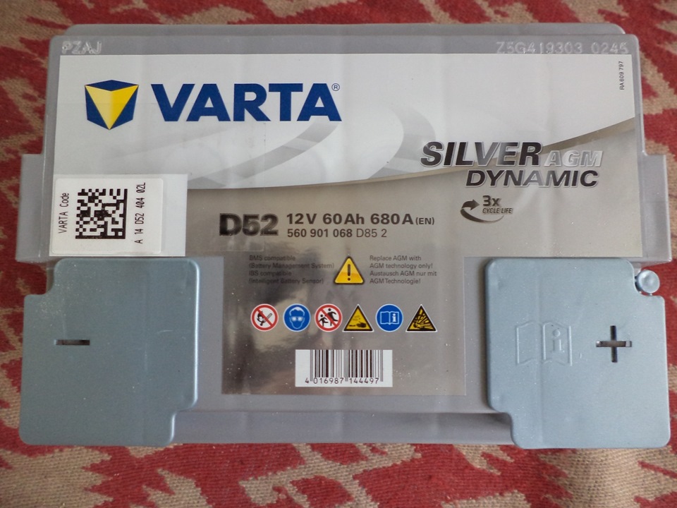 Mustang 6ст- 60 n. Фото agm. Varta d52 silver dynamic agm 560 901 068. 560901068b512. Golf 2012 акб.