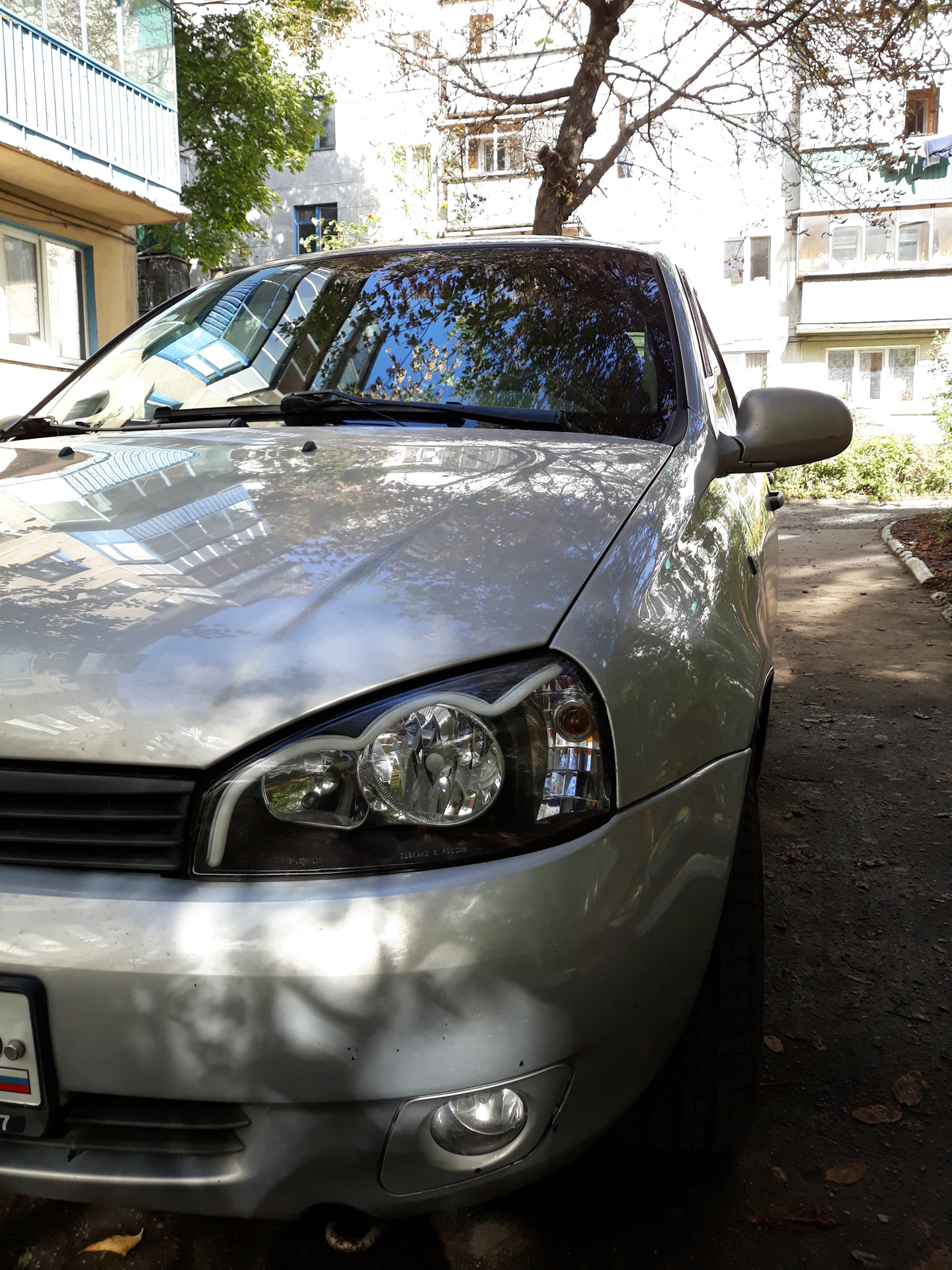 черные фары калина 1