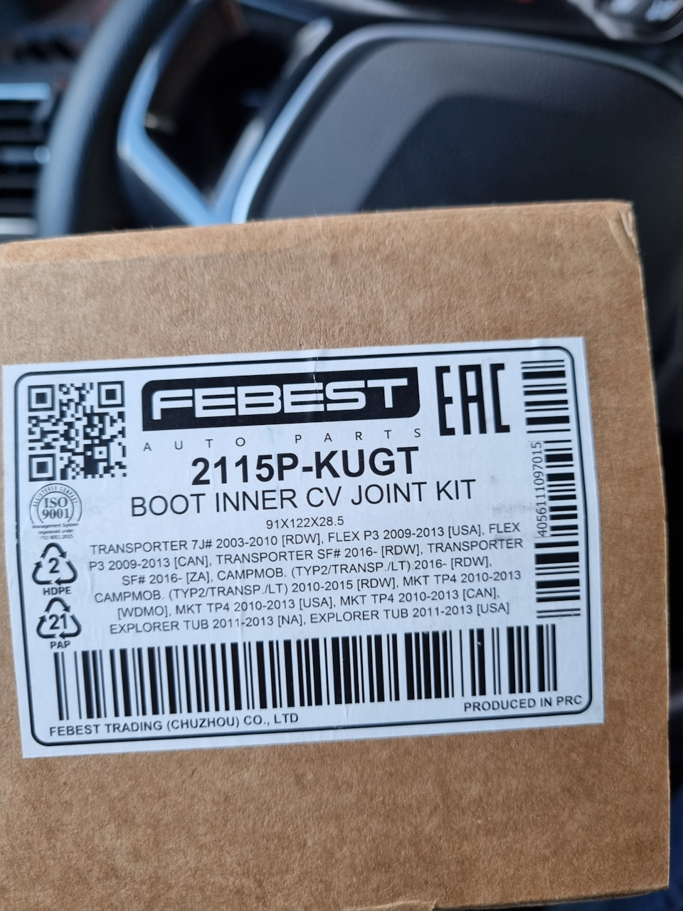 2115PKUGT Пыльник шрус внутренний комплект pvc 91x122x28.5 FEBEST ...