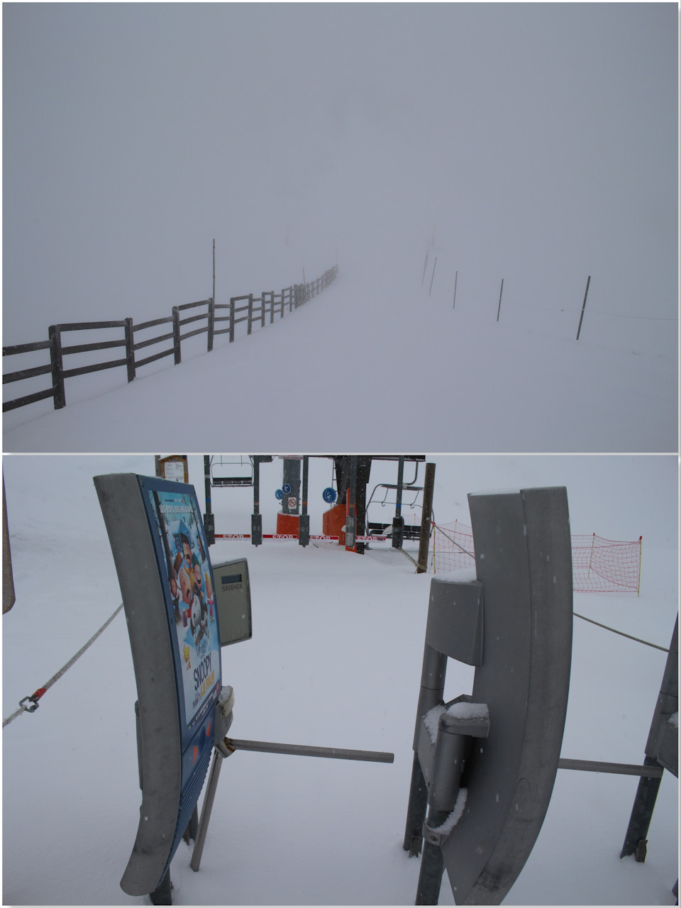 На спуске к симпатичному (наверное) озеру. Ни души, и никаких следов у подъемника. Редкий случай. — Audi A4 (B9)