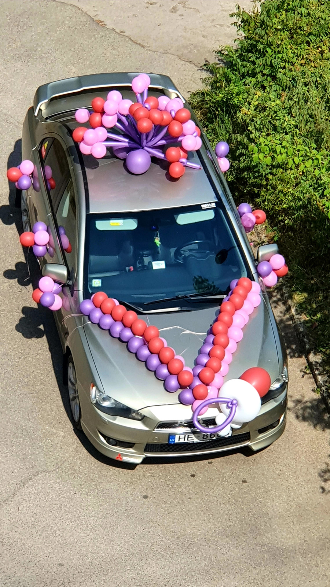 #14 Украшение авто на выписку из роддома — Mitsubishi Lancer X, 1,8 л ...