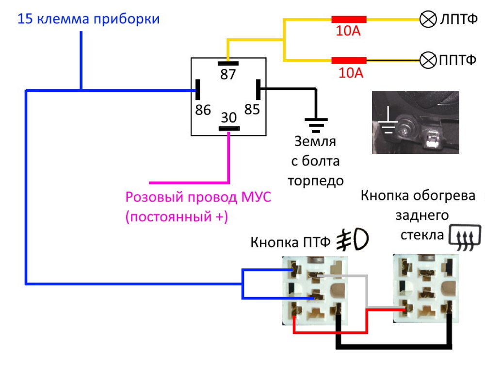 Схема подключения противотуманных фар лада гранта лифтбек 2015 года