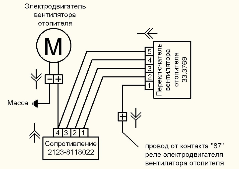 Схема включения вентилятора газ 3110