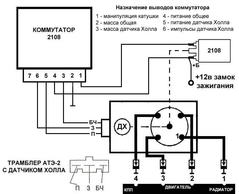 Схема подключения коммутатора уаз 469 без вариатора