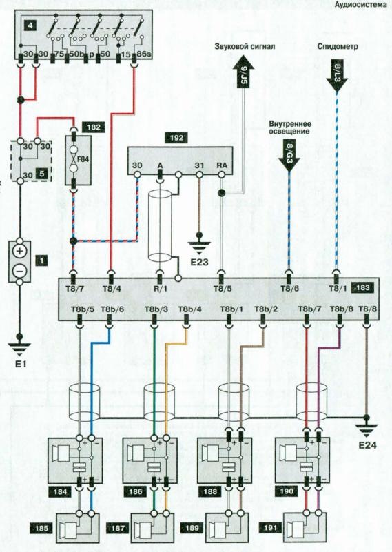 Ауди 100 схема подключения магнитолы