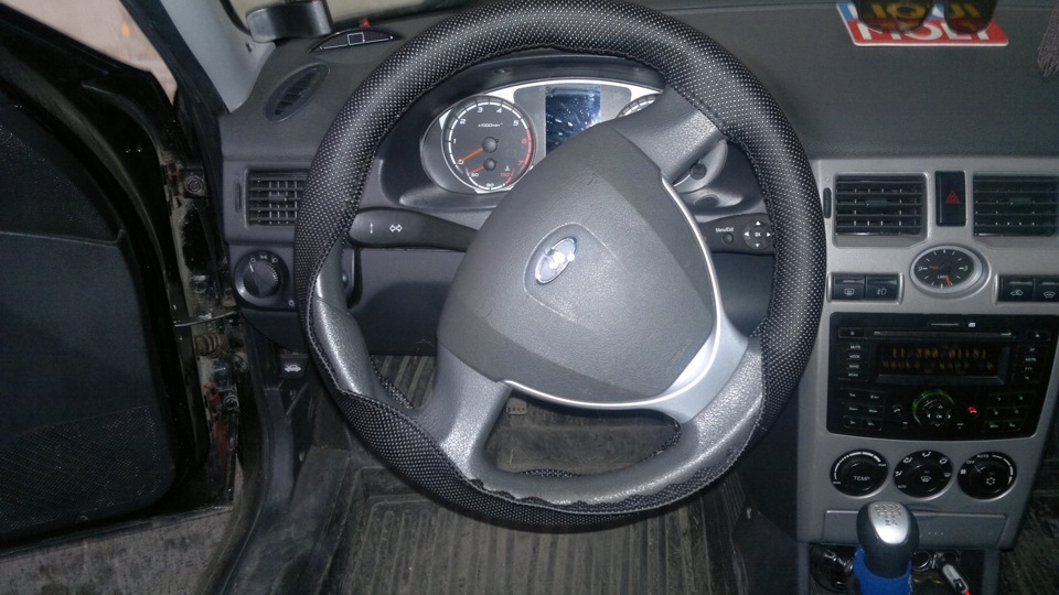 Перетяжка руля ЭКО кожей. — Lada Приора универсал, 1,6 л, 2012 года ...