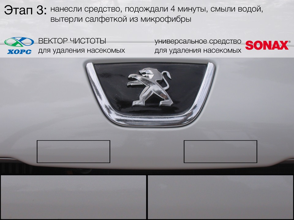 Итог, простые загрязнения, ХОРС и Sonax — Peugeot 308 (1G)